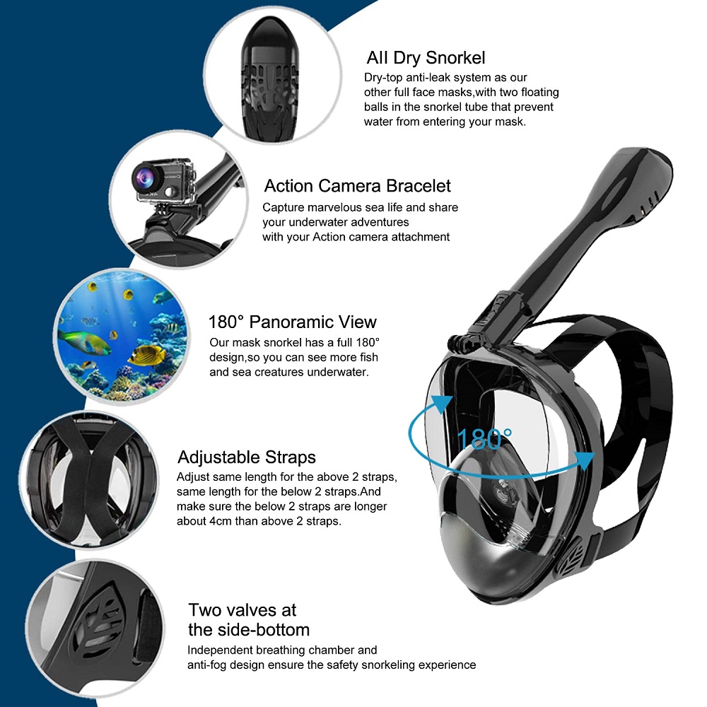 Full Face Snorkel Mask Diving  - Snorkel Mask Full Face ulasan dan harga