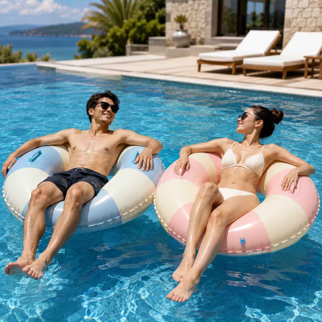 1PC Inflatable Swim Ring with  - Pool Float Ring Inflatable ulasan dan harga