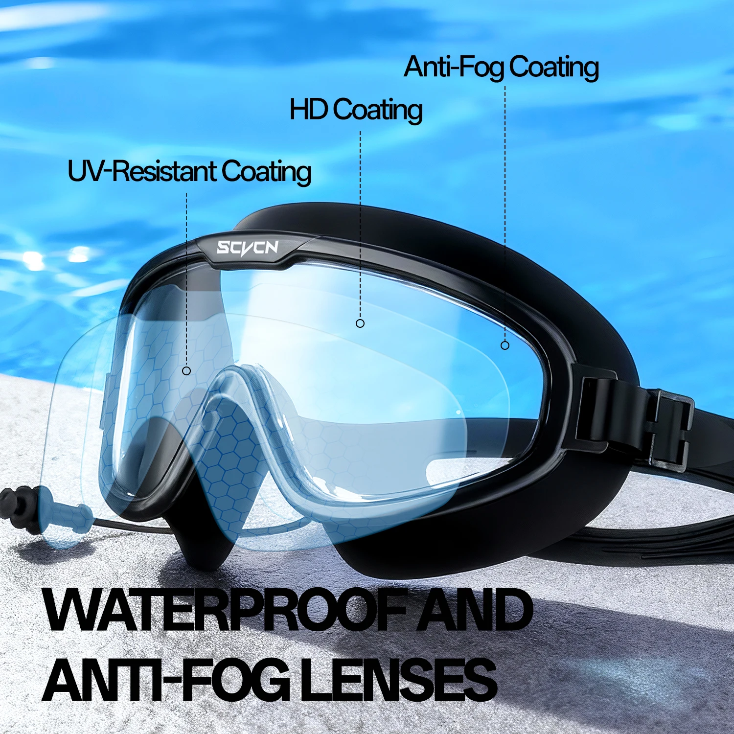 SCVCN Swimming Goggles Profess - Swim Goggles Anti Fog Uv ulasan dan harga