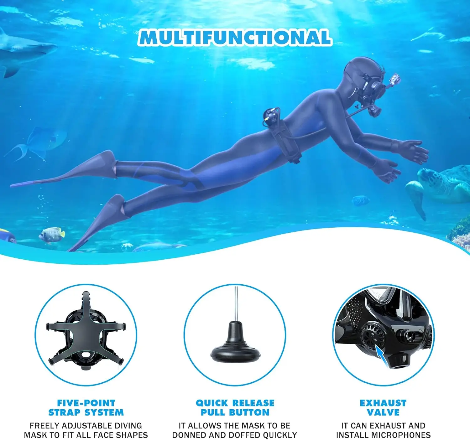 TRIMIX Full Face Diving Mask w - Snorkel Mask Full Face ulasan dan harga